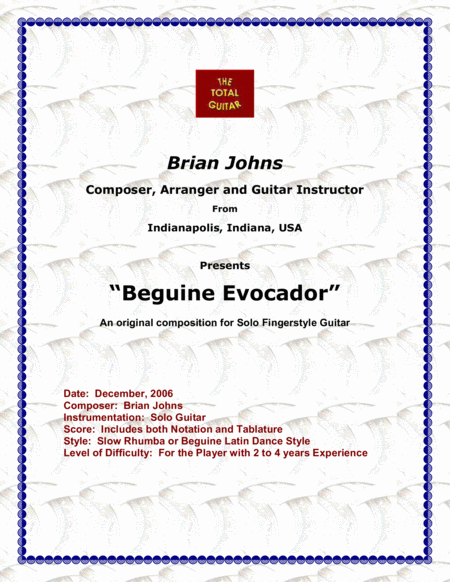 Free Sheet Music Beguine Evocador