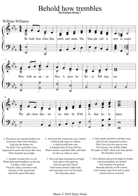 Free Sheet Music Behold How Trembles William Williams The Passion