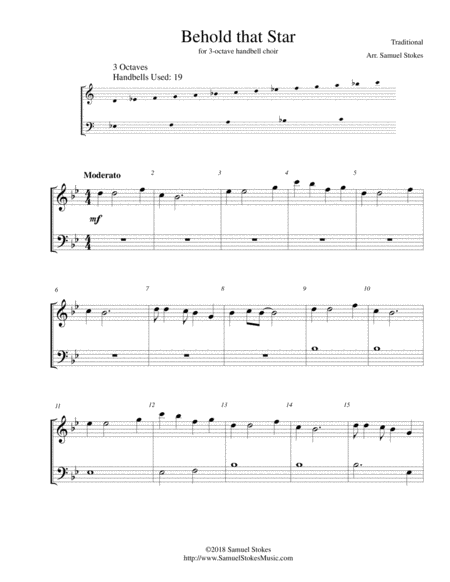 Behold That Star Up Yonder For 3 Octave Handbell Choir Sheet Music