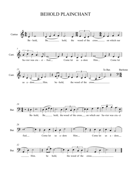 Free Sheet Music Behold The Wood Of The Cross