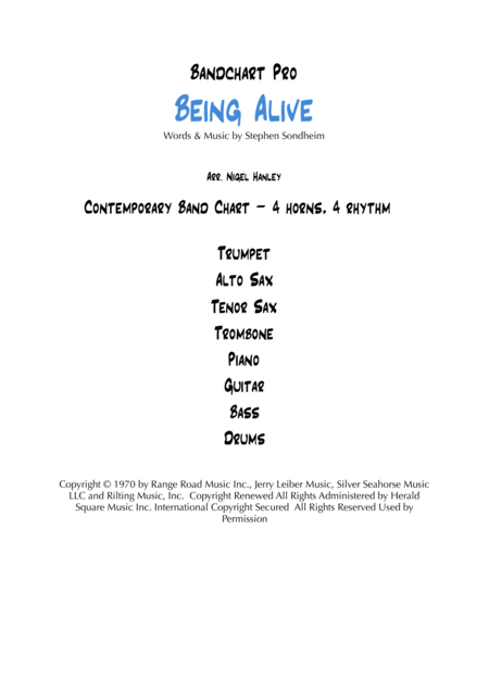 Being Alive Db 8pc Musical Theater Pit Band Chart Sheet Music