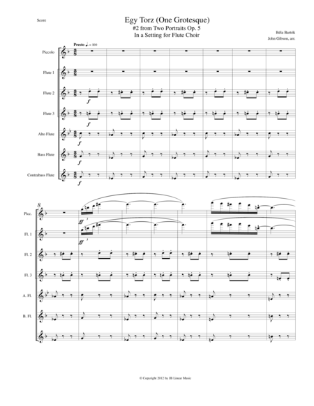 Bela Bartok Egy Torz For Flute Choir Sheet Music