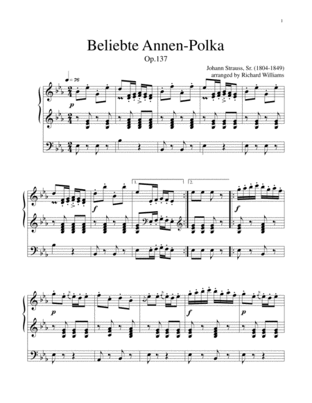 Beliebte Annen Polka Sheet Music