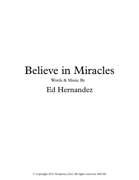 Believe In Miracles Sheet Music