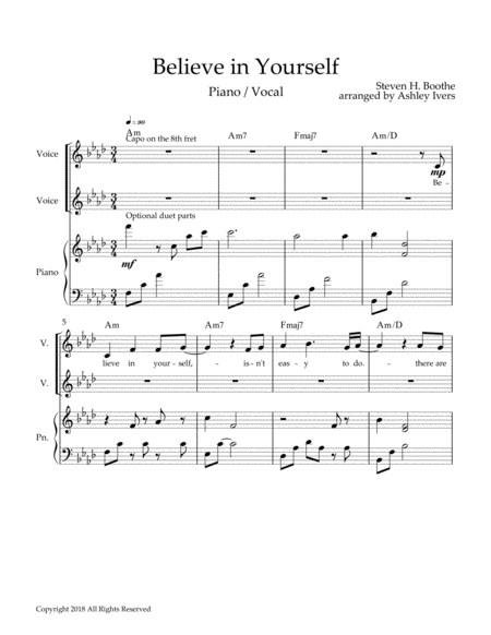 Believe In Yourself Pvg Sheet Music