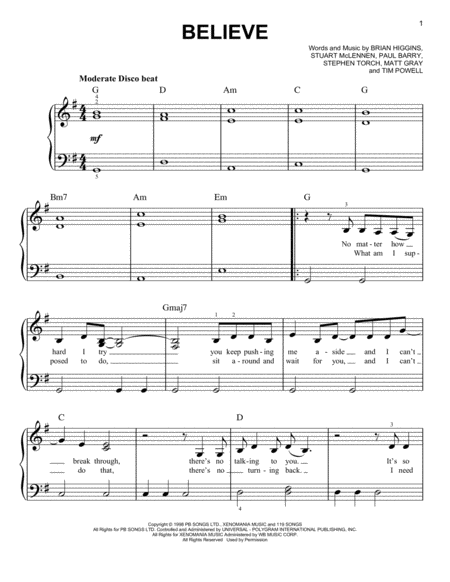 Free Sheet Music Believe