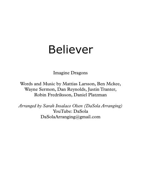 Believer By Imagine Dragons String Quartet Arranged By Dasola Sheet Music