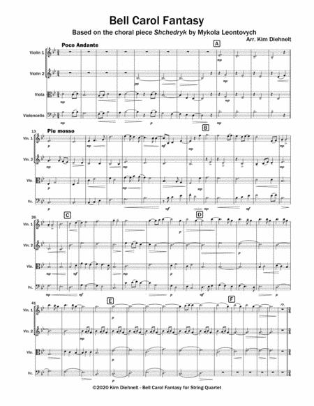 Bell Carol Fantasy For String Quartet Score And Parts Sheet Music