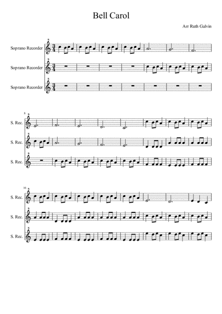 Free Sheet Music Bell Carol For 3 Recorders Flutes