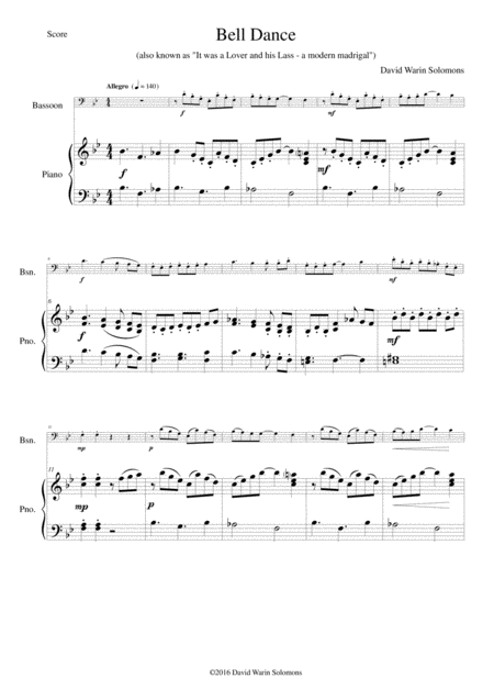 Free Sheet Music Bell Dance For Bassoon And Piano