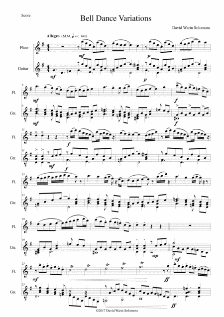 Free Sheet Music Bell Dance Variations For Flute And Guitar