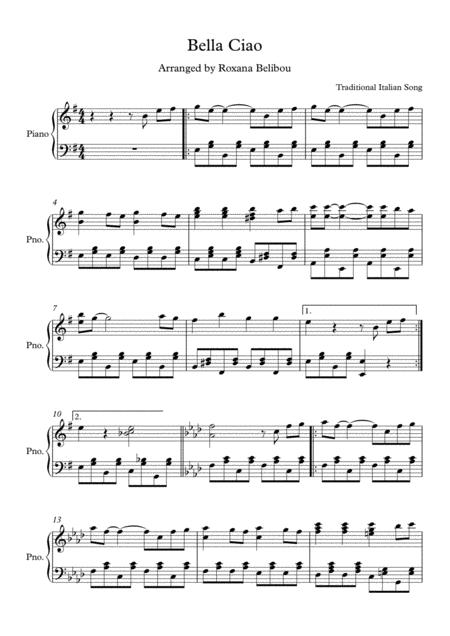 Bella Ciao Piano Sheet Music