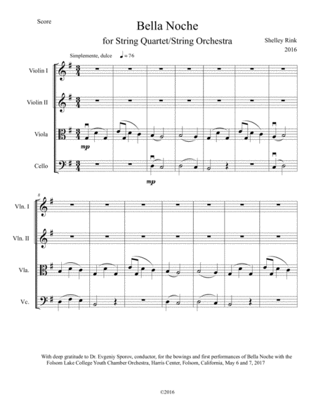 Bella Noche For Strings Sheet Music