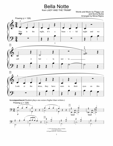 Bella Notte Arr Mona Rejino Sheet Music