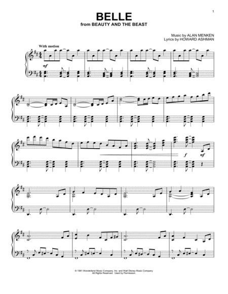 Belle From Beauty And The Beast Sheet Music