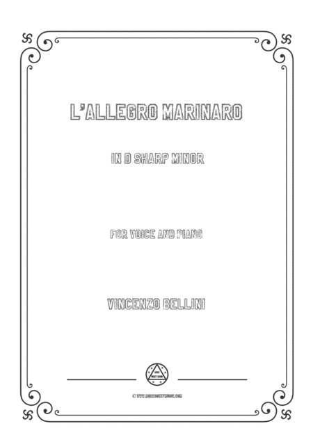 Bellini L Allegro Marinaro In D Sharp Minor For Voice And Piano Sheet Music