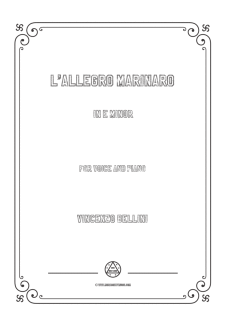Free Sheet Music Bellini L Allegro Marinaro In E Minor For Voice And Piano