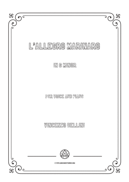 Bellini L Allegro Marinaro In G Minor For Voice And Piano Sheet Music