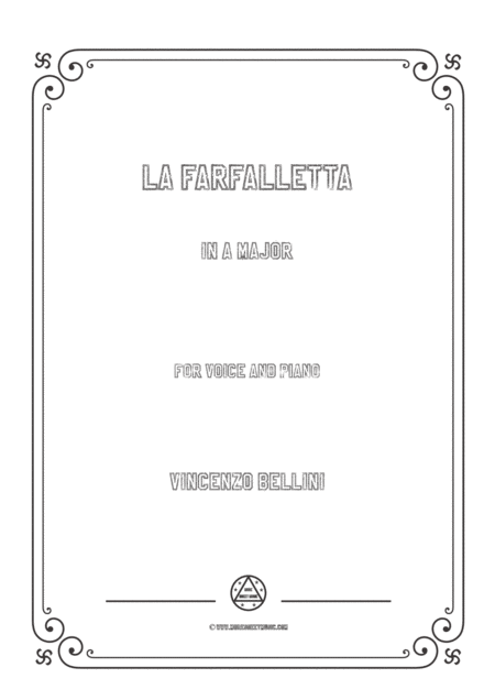 Bellini La Farfalletta In A Major For Voice And Piano Sheet Music