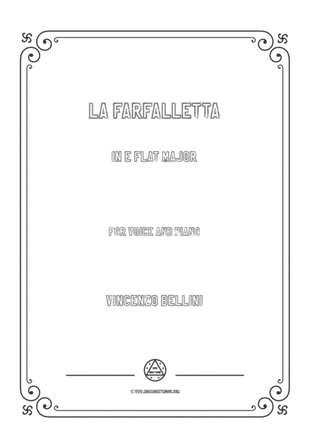 Bellini La Farfalletta In E Flat Major For Voice And Piano Sheet Music