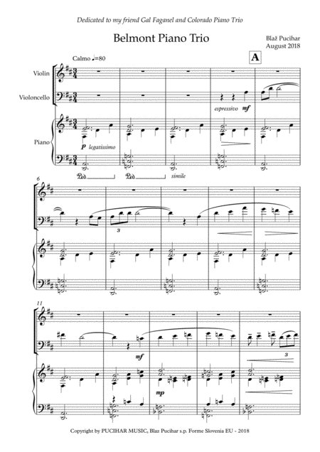 Belmont Piano Trio Sheet Music