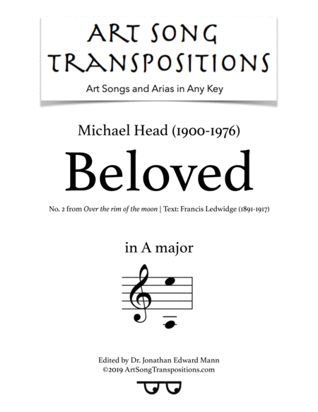 Beloved A Major Sheet Music