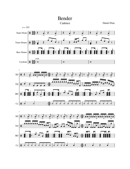 Free Sheet Music Bender Cadence