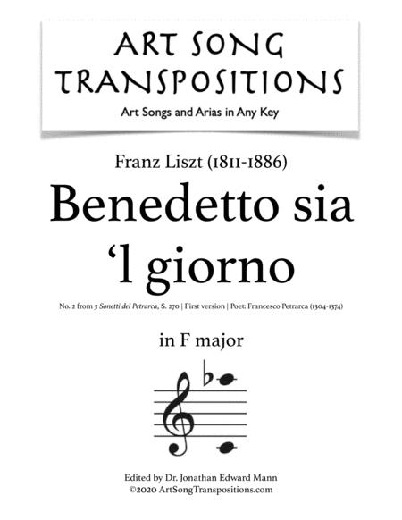 Benedetto Sia L Giornos 270a Transposed To F Major Sheet Music