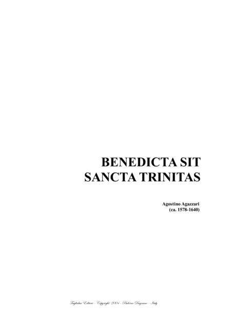 Benedicta Sit Sancta Trinitas A Agazzari For Satb Choir Sheet Music