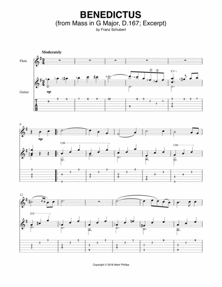 Benedictus From Mass In G Major D 167 Excerpt Sheet Music