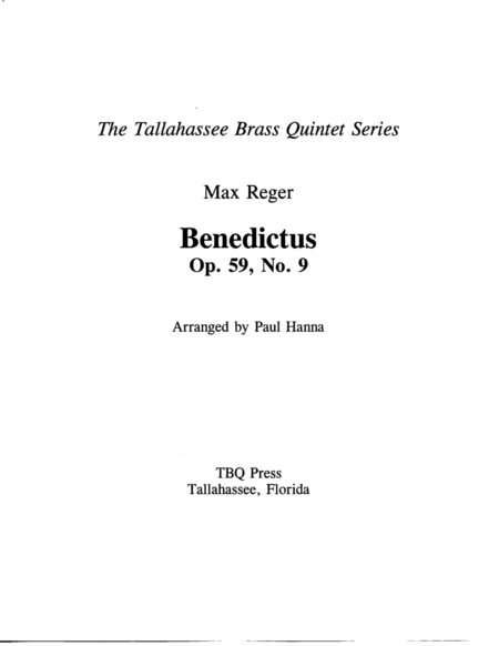 Benedictus Op 59 No 9 Sheet Music