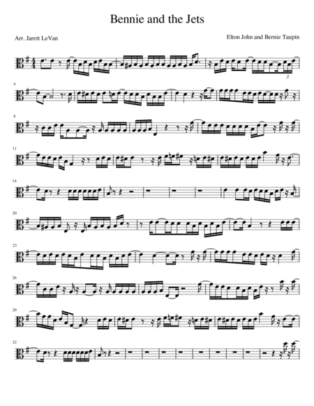 Bennie And The Jets Viola Solo Sheet Music