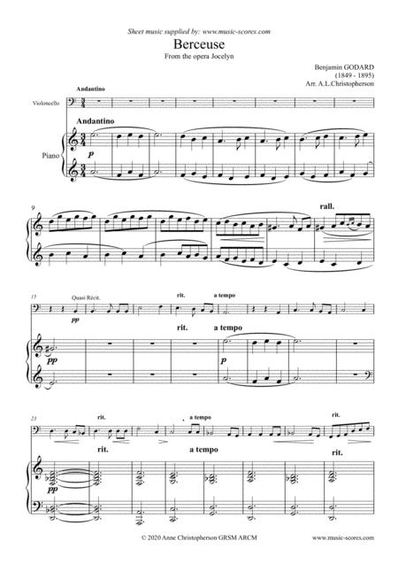 Berceuse Cello Piano Sheet Music