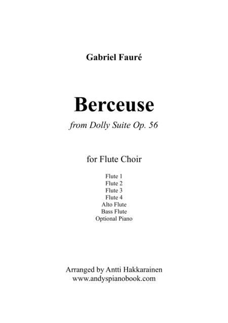 Berceuse From Dolly Suite Op 56 Flute Choir Sheet Music