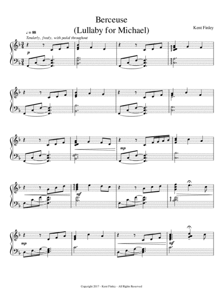 Free Sheet Music Berceuse Lullaby For Michael