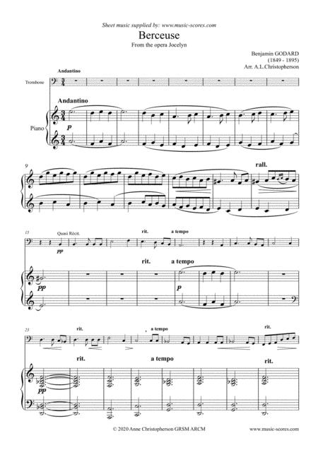 Free Sheet Music Berceuse Trombone And Piano