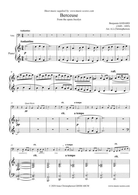 Berceuse Tuba And Piano Sheet Music