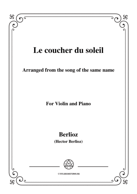 Free Sheet Music Berlioz Le Coucher Du Soleil For Violin And Piano