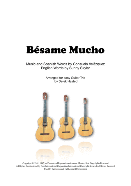 Free Sheet Music Besame Mucho For Guitar Trio