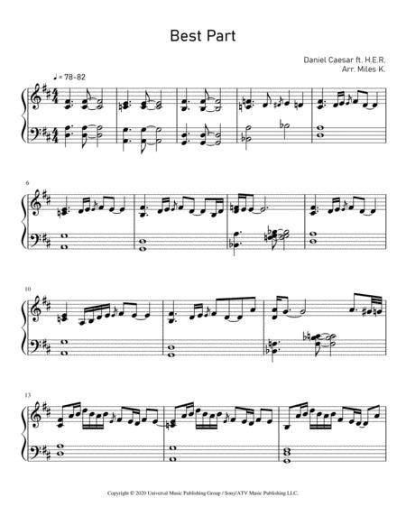 Best Part Piano Solo Sheet Music