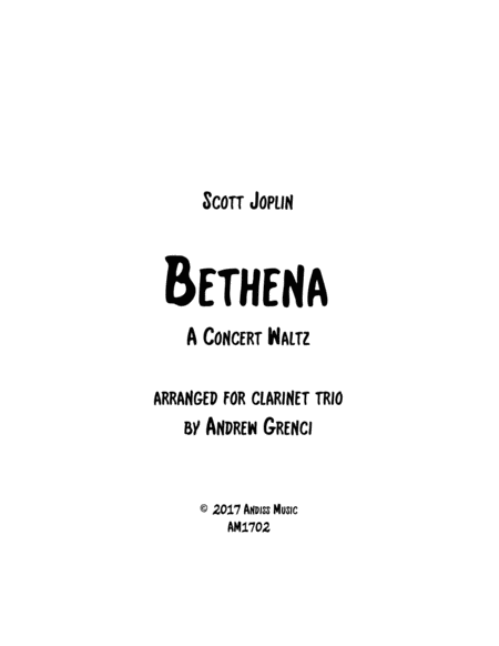 Free Sheet Music Bethena For Clarinet Trio