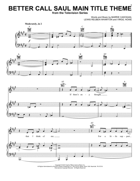 Better Call Saul Main Title Theme Sheet Music