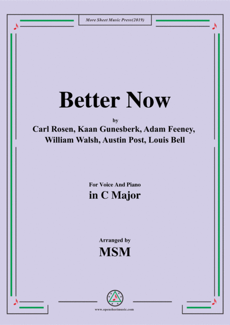 Better Now In C Major For Voice And Piano Sheet Music