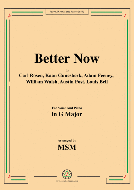 Free Sheet Music Better Now In G Major For Voice And Piano