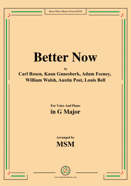 Better Now In G Major For Voice And Piano Sheet Music