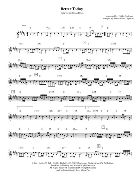 Better Today Lead Sheet Coffey Anderson Sheet Music