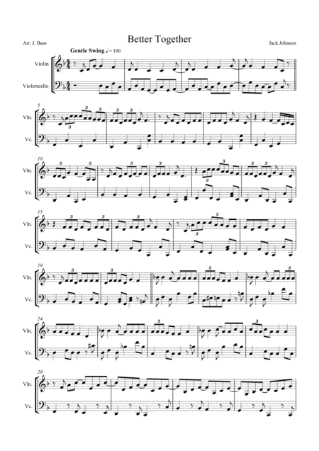 Better Together Arranged For String Duo Violin Cello Sheet Music