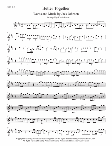 Better Together Horn In F Sheet Music