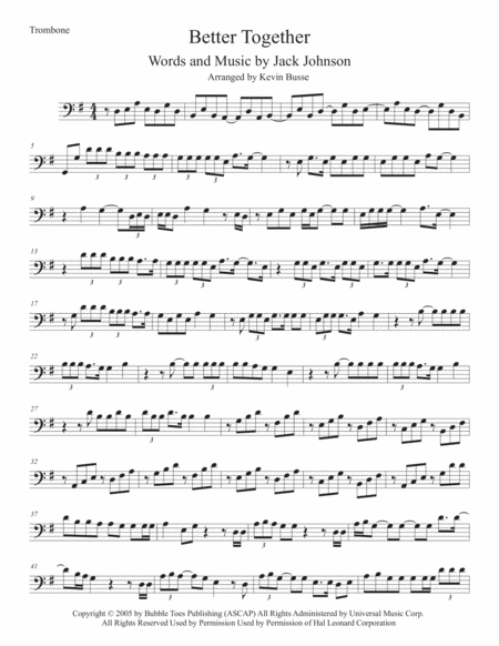 Better Together Trombone Sheet Music