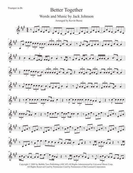 Better Together Trumpet Sheet Music